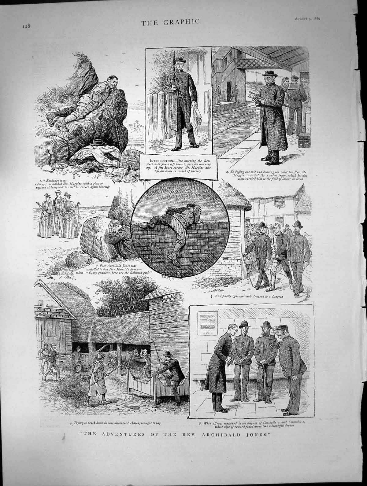 Antique Print Adventures Rev Archibald Jones Convict Dungeon Constable1889 19th
