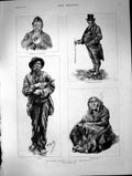 Antique Print Studies Life Ireland Member League Band Farmer Co Galway 1888