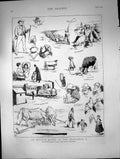 Antique Old Print Jottings Railway Carriage Vienna Rotterdam Swineherd 1873