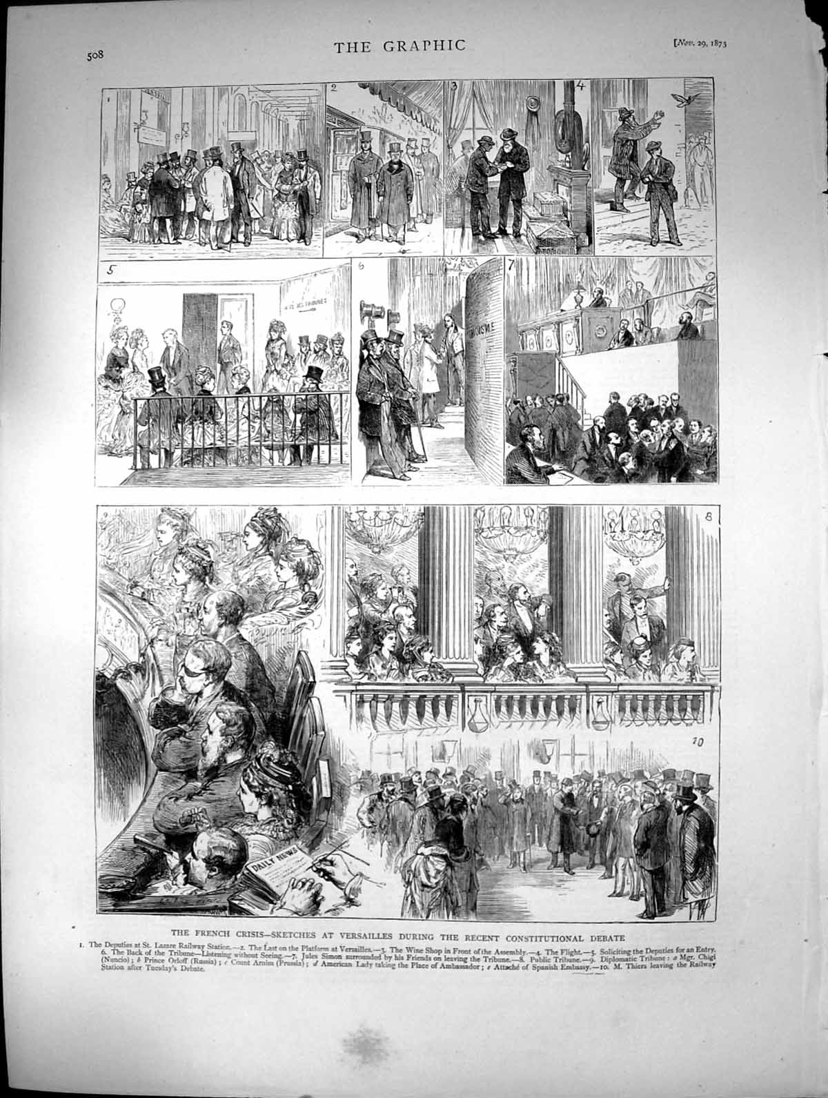 Old 1873 French Crisis Versailles Constitutional Debate Prince Orloff Victorian