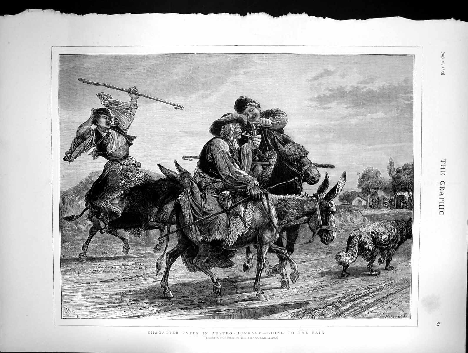 Old Antique Print 1873 Austro0Hungary Travelling People Going To The Fair 19th