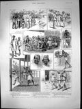 Original Old Antique Print 1891 Africa Raid James Town King James Council War