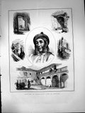 Original Old Antique Print Spain Gispy Life Granada 1872 19th Century