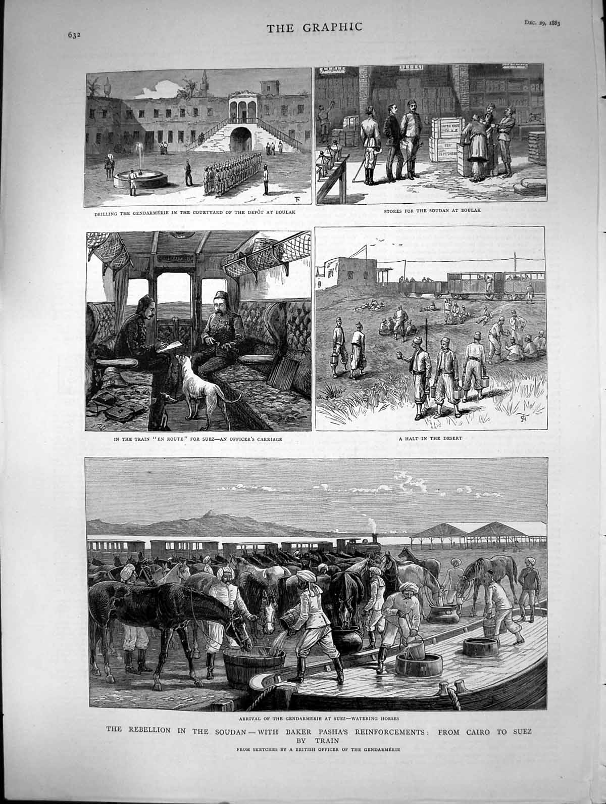 Old 1883 Rebellion Soudan Baker Pasha Cairo Suez Boular Train Gendarm Victorian