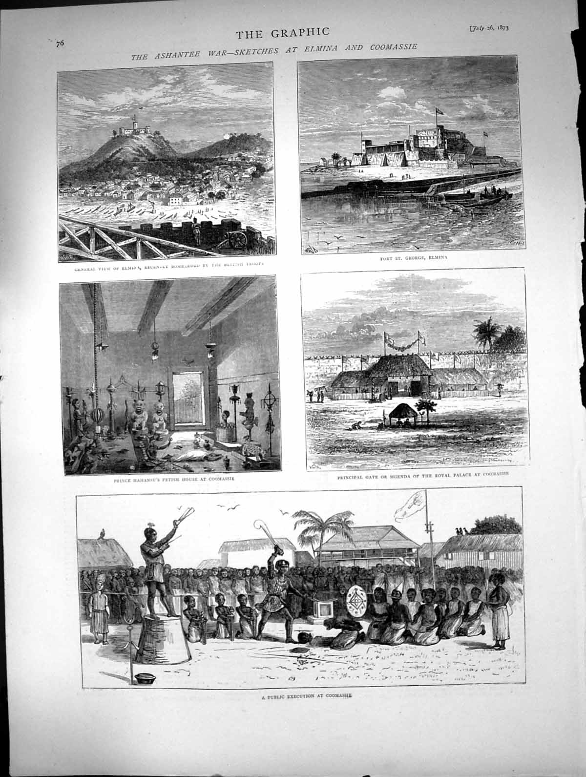 Old 1873 Ashantee War Elmina Coomassie Public Execution Coomassie Geo Victorian