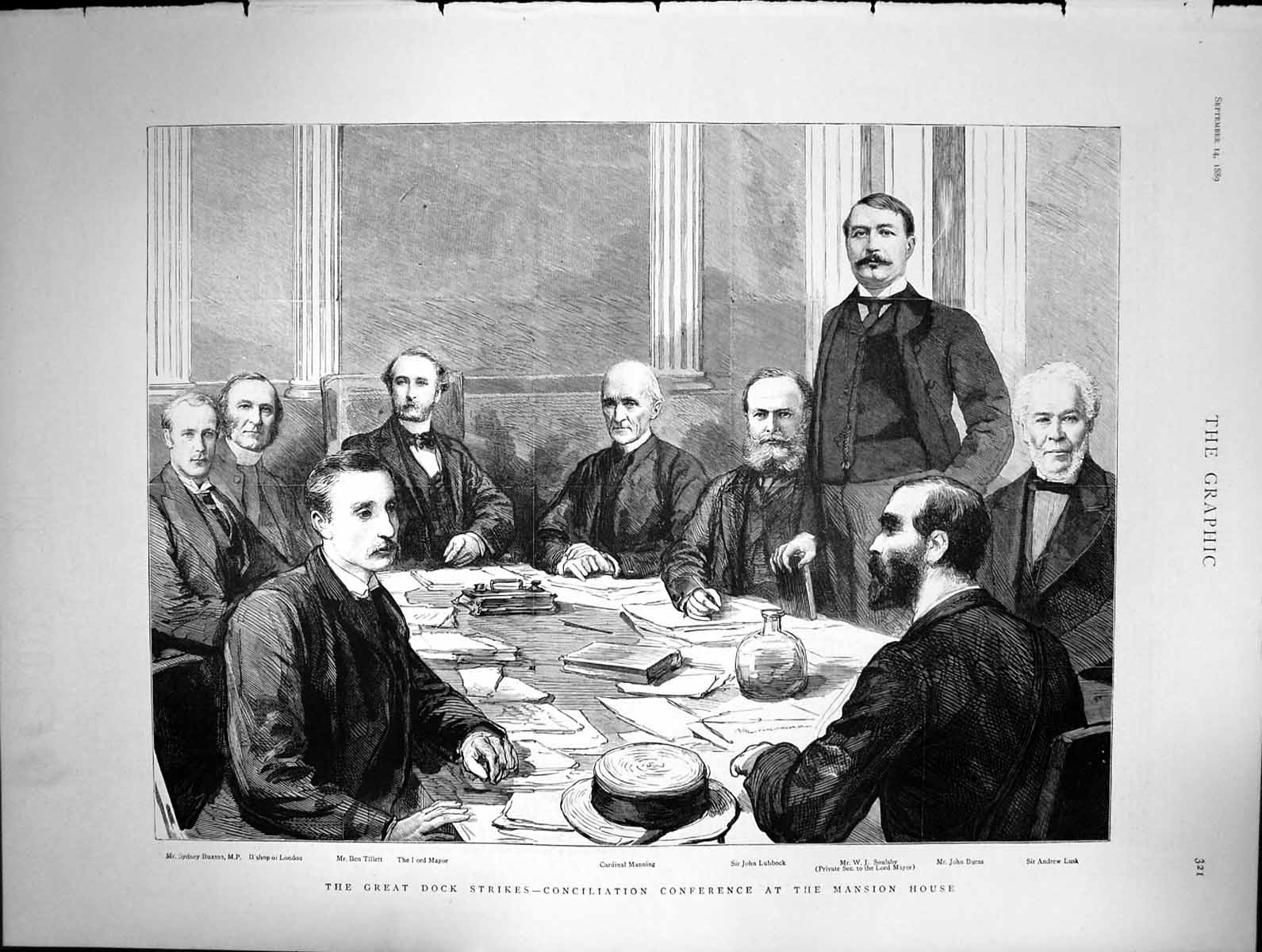 Old 1889 Great Dock Strikes Mansion House Manning Lubbock Burns Lusk Victorian