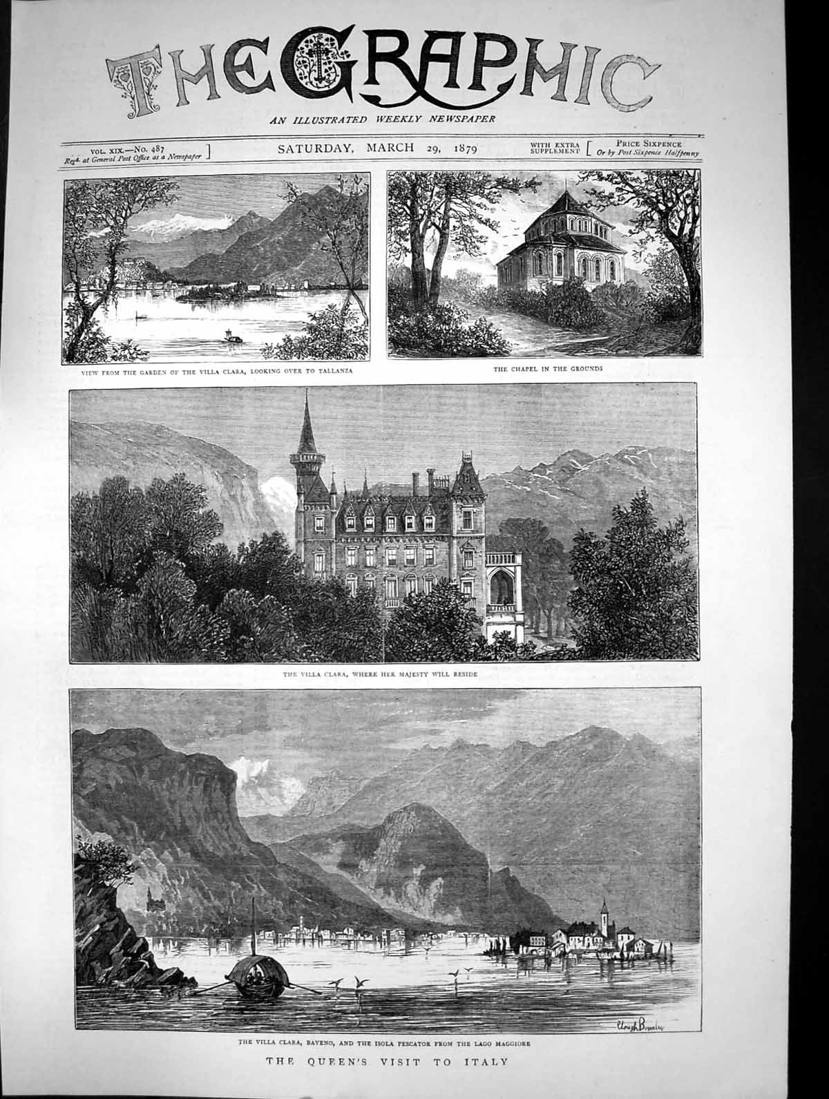Old 1879 Queen Visit Italy Villa Clara Baveno Isola Pescator Lago Mag Victorian