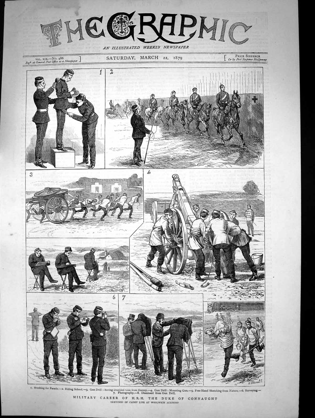 Old 1879 Military Career H.R.H. Duke Connaught Woolwich Academy Cadet Victorian