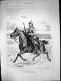 Original Old Antique Print 1875 Dragoon Scout War Sier Horse Elizabeth Thompson