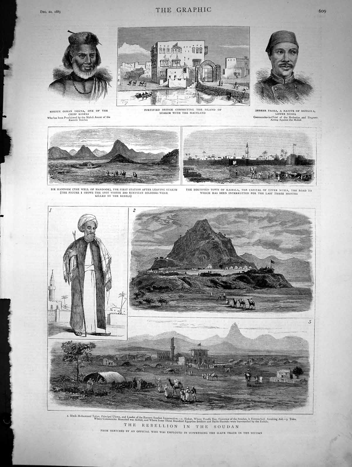 Old 1883 Rebellion Soudan Sheikh Osman Dekna Chief Rebels Suakim Tahe Victorian