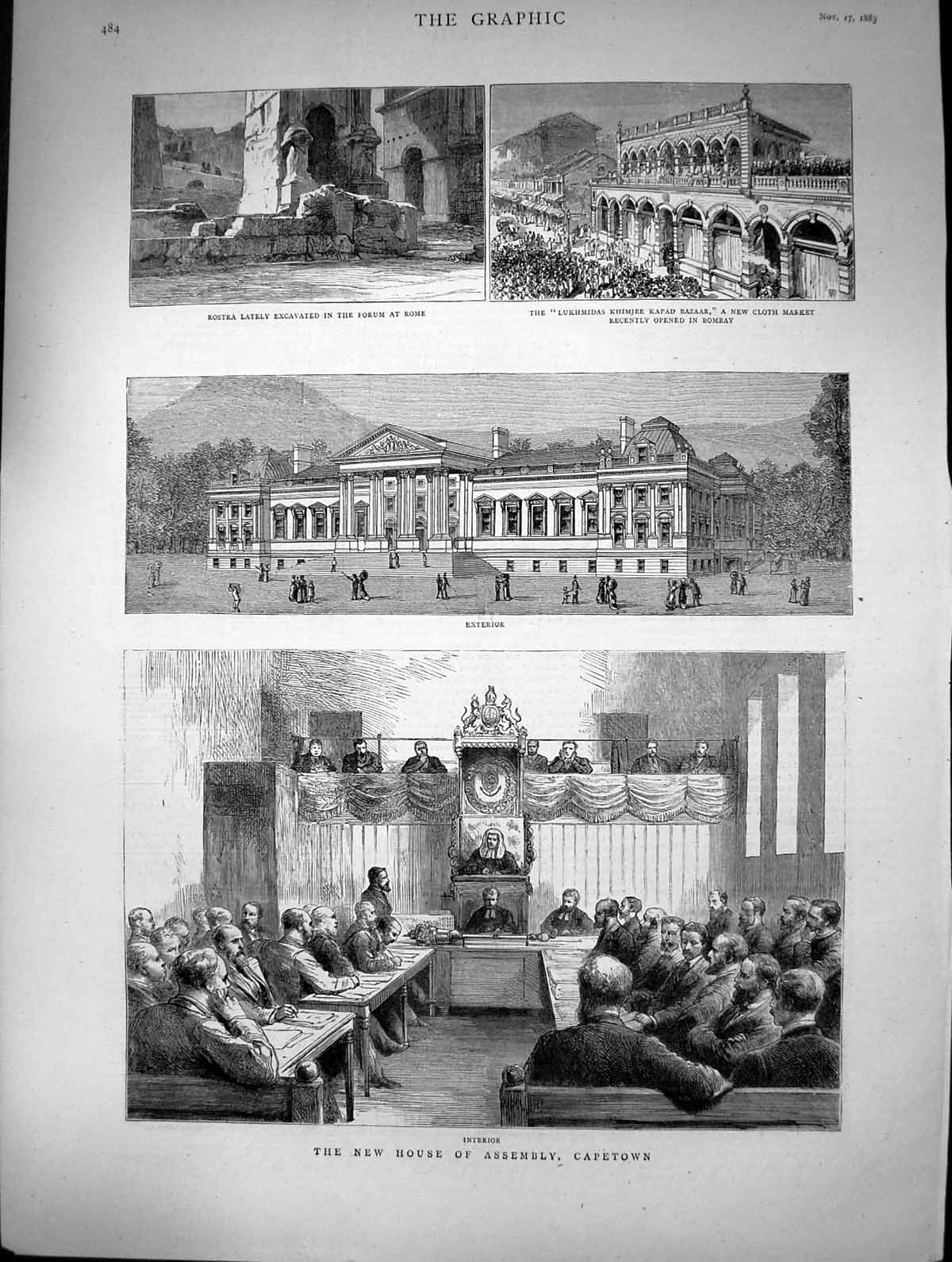 Old 1883 House Assembly Capetown Africa Cloth Market Bombay Lukhmidas Victorian
