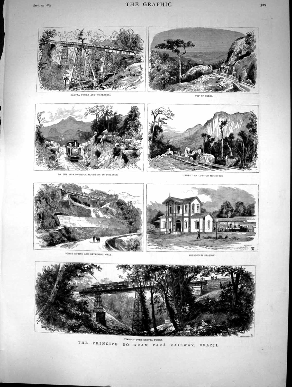 Old 1883 Principe Do Gram Para Railway Brazil Grotta Funda Ponte Rubi Victorian