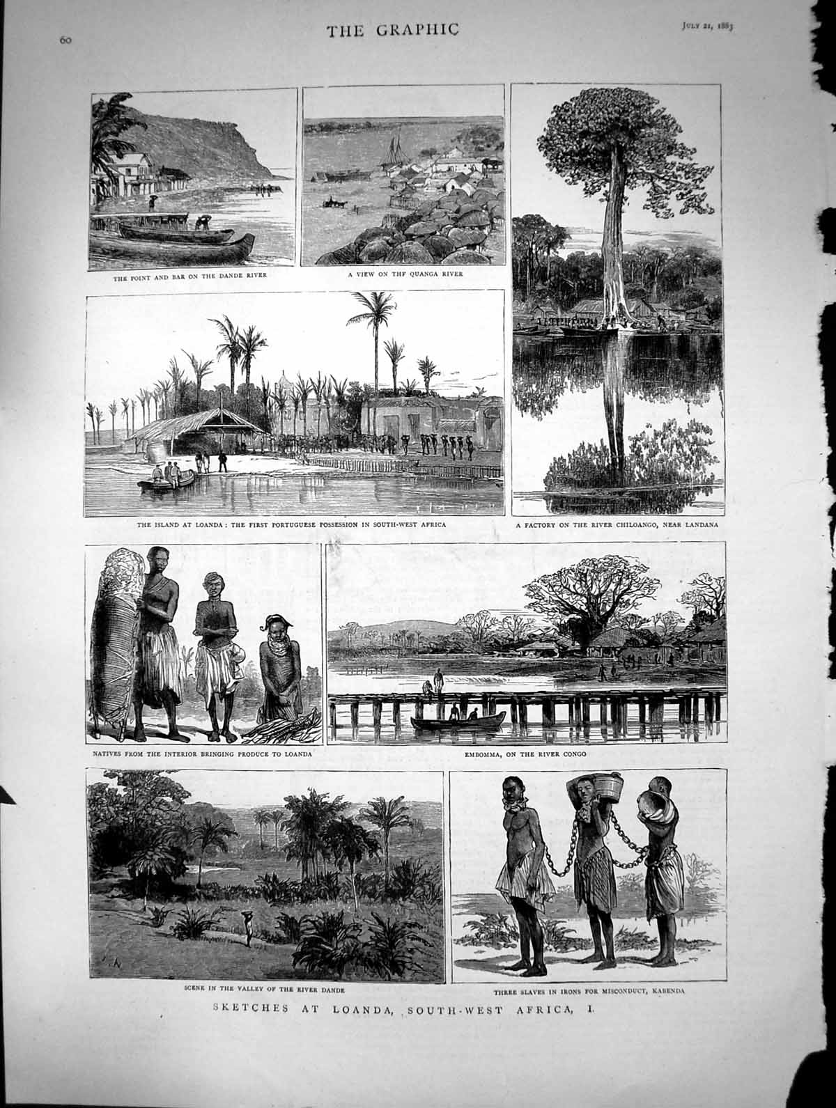 Old 1883 Loanda South-West Africa Slaves Kabenda River Dande Natives Victorian