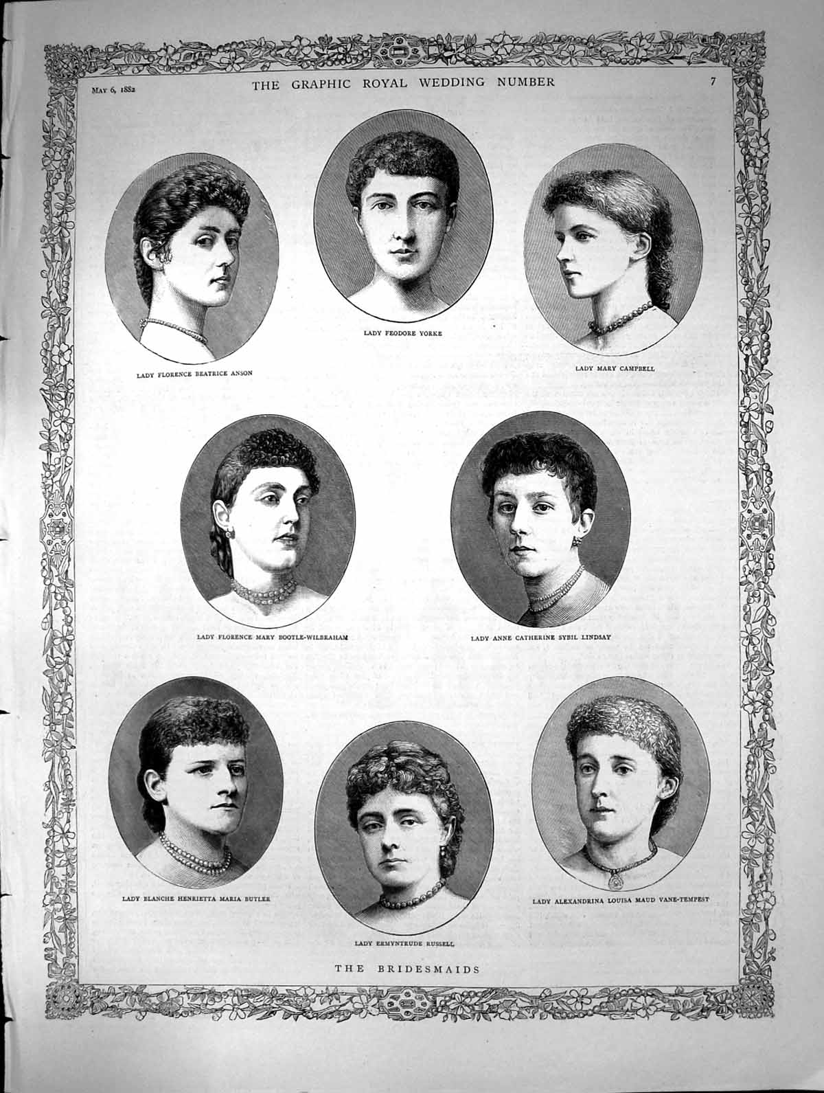 Old 1882 Royal Wedding Lady Yorke Campbell Lindsay Butler Russell Bri Victorian