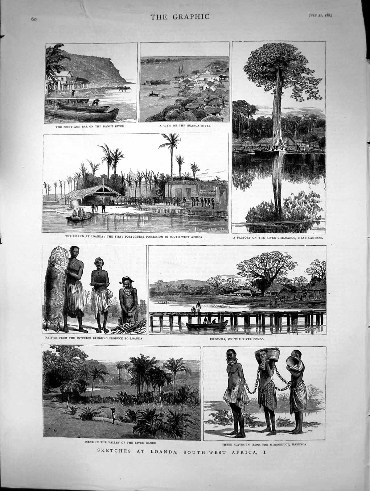 Old 1883 Loanda South-West Africa Quanga River Dande Slaves Kabenda E Victorian