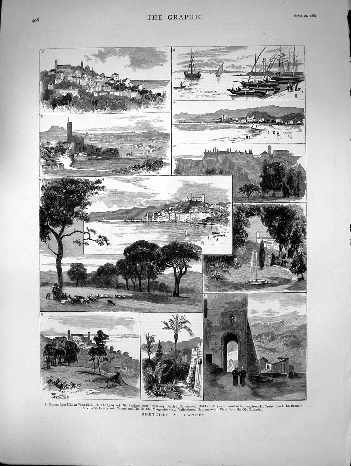 Old 1882 Cannes France Raphael Frejus Croisette Bocca Marguerite Cath Victorian