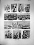Old 1882 Mexico Guitar Seller Water Carrier Apache Indians Cathedral Victorian