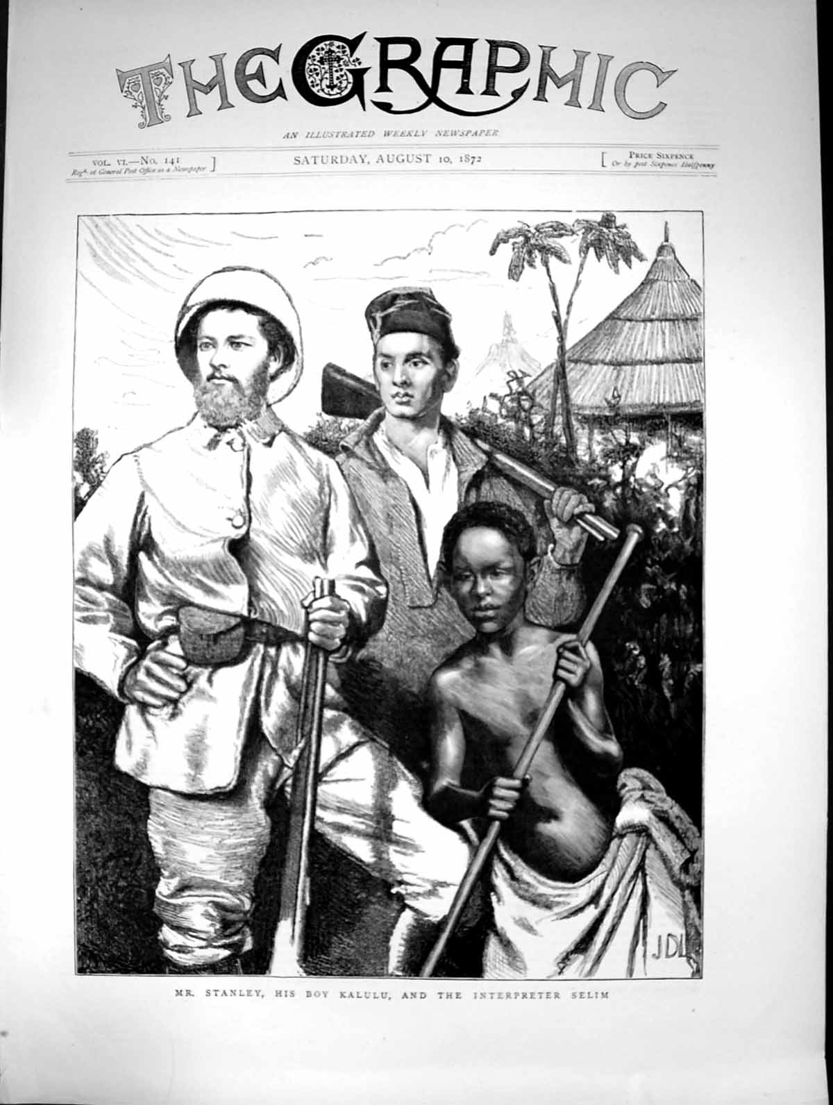 Antique Print 1872 Mr Stanley Native Boy Kalulu Interpreter Selim Fine Art 19th