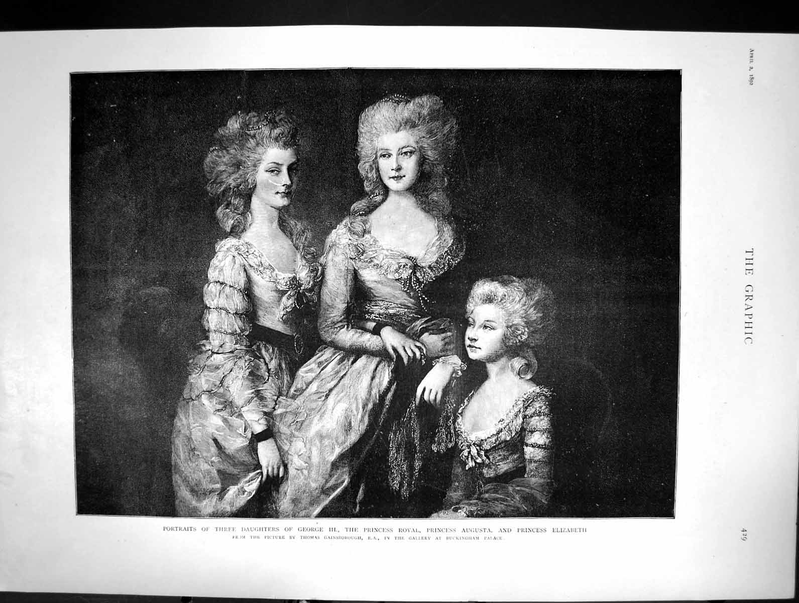 Old 1892 Daughters King George Princess Royal Augusta Elizabeth Gains Victorian
