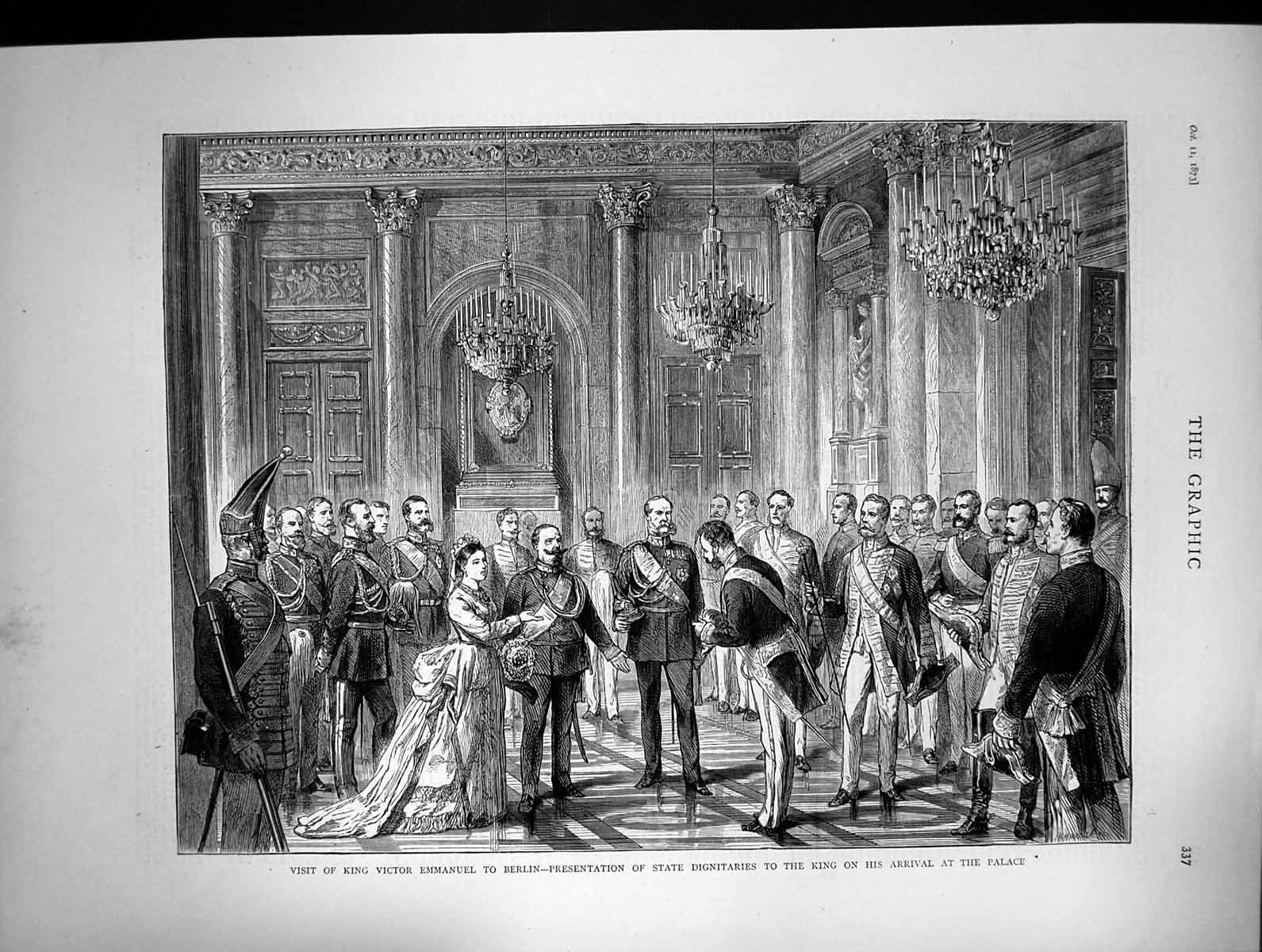 Old 1873 King Victor Emmanuel Berlin State Dignitaries Arrival Palace Victorian