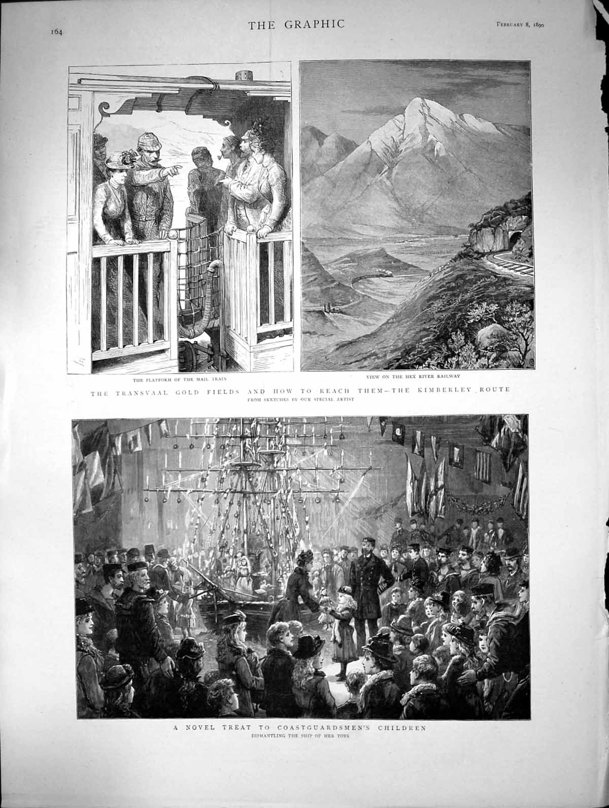 Antique Print 1890 Transvaal GFields Kimberley Hex River Railway Coastguard