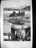 Antique Print 1881 Norway Boats Fly Fishing River Fishermens Shed Fine Art 19th