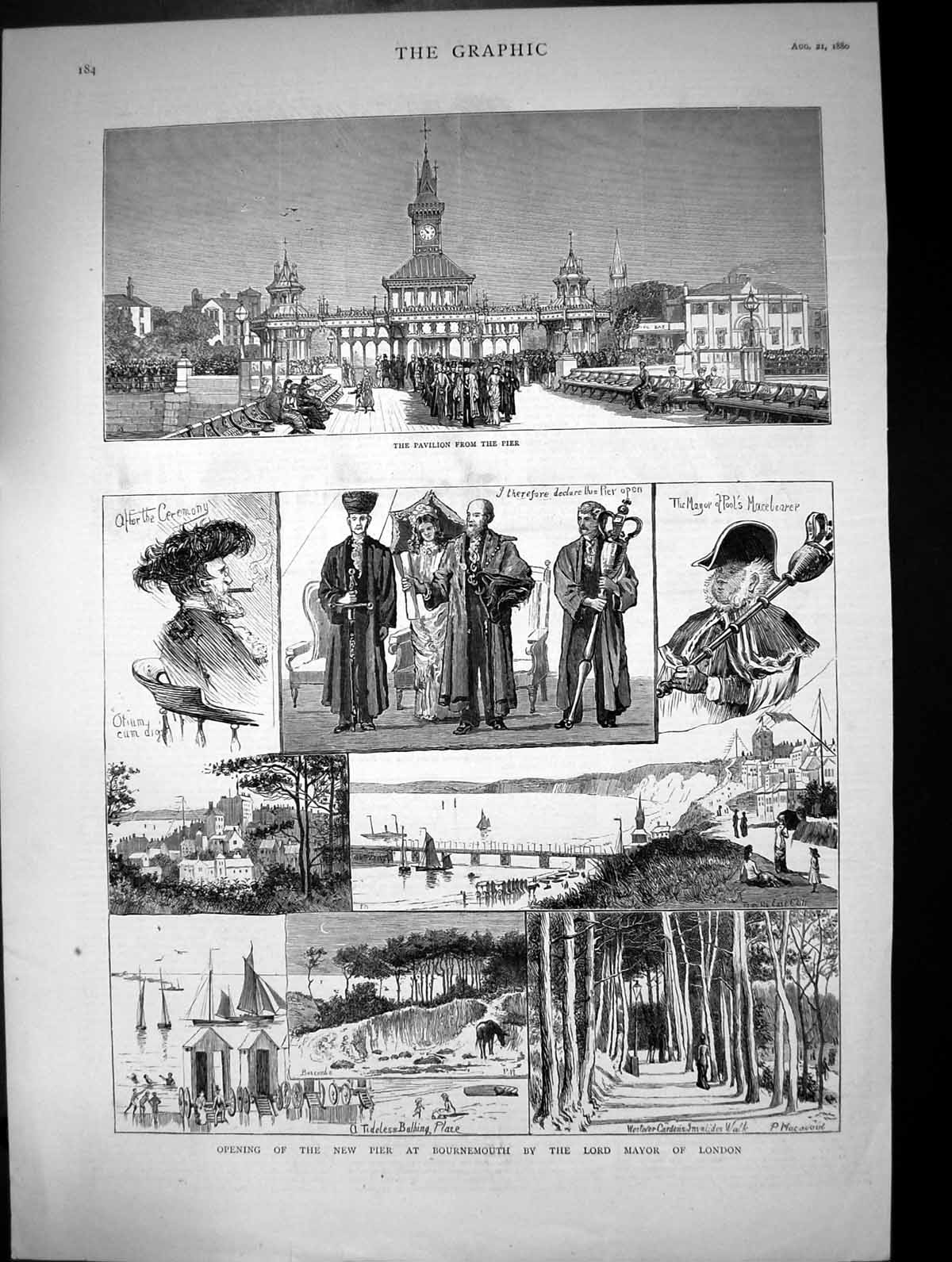 Old 1880 Opening Bournemouth Lord Mayor London Pavilion Westover Gard Victorian