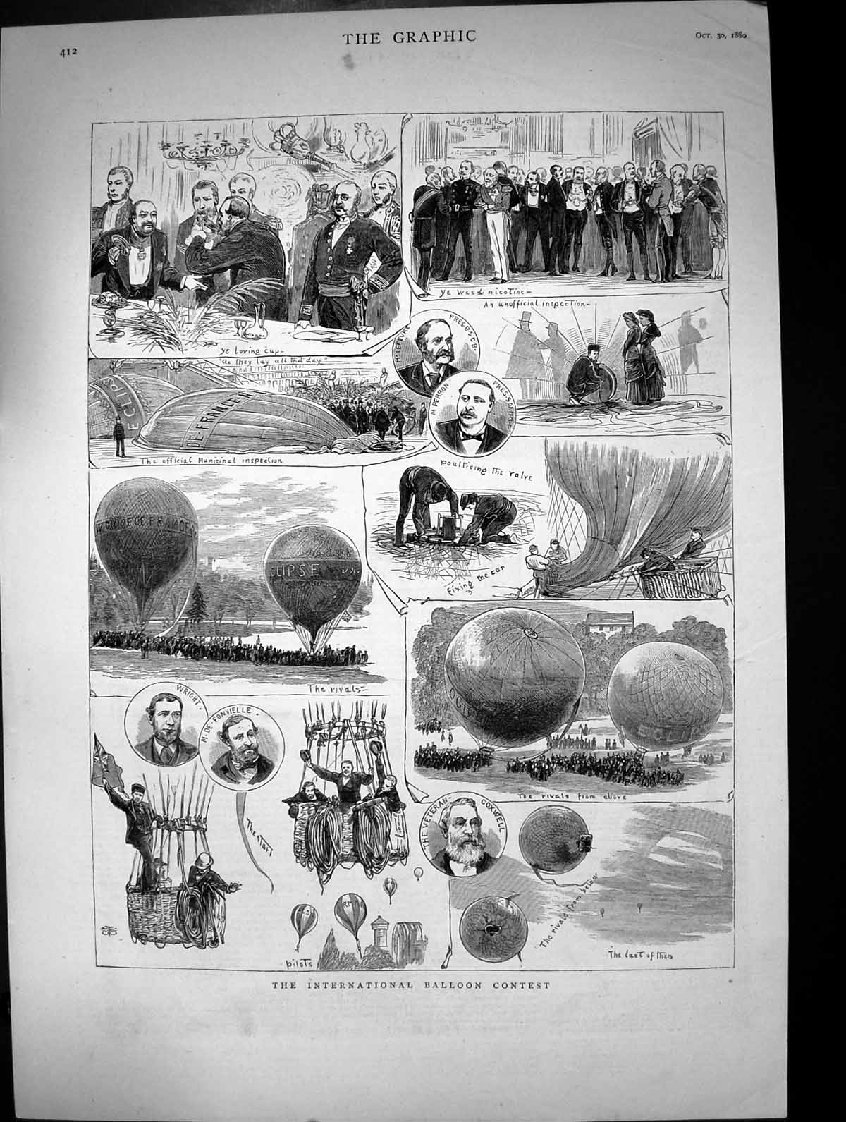Old 1880 International Hot Air Balloon Contest Perron Wright Fonviell Victorian