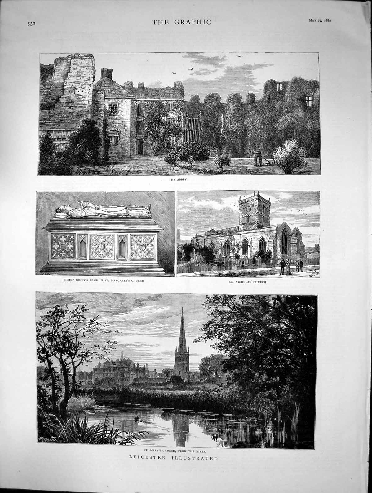 Old 1882 Leicester St. Mary'S Church Bishop Penny Tomb Margaret'S Nic Victorian