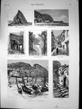 Old 1884 Clovelly Black Church Rock Beach Pier Temple Bar Staircase L Victorian