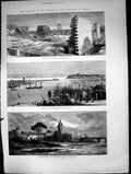 Old Antique Print 1872 Cardiff Castle Bute Docks Ships Marriage Marquis 19th