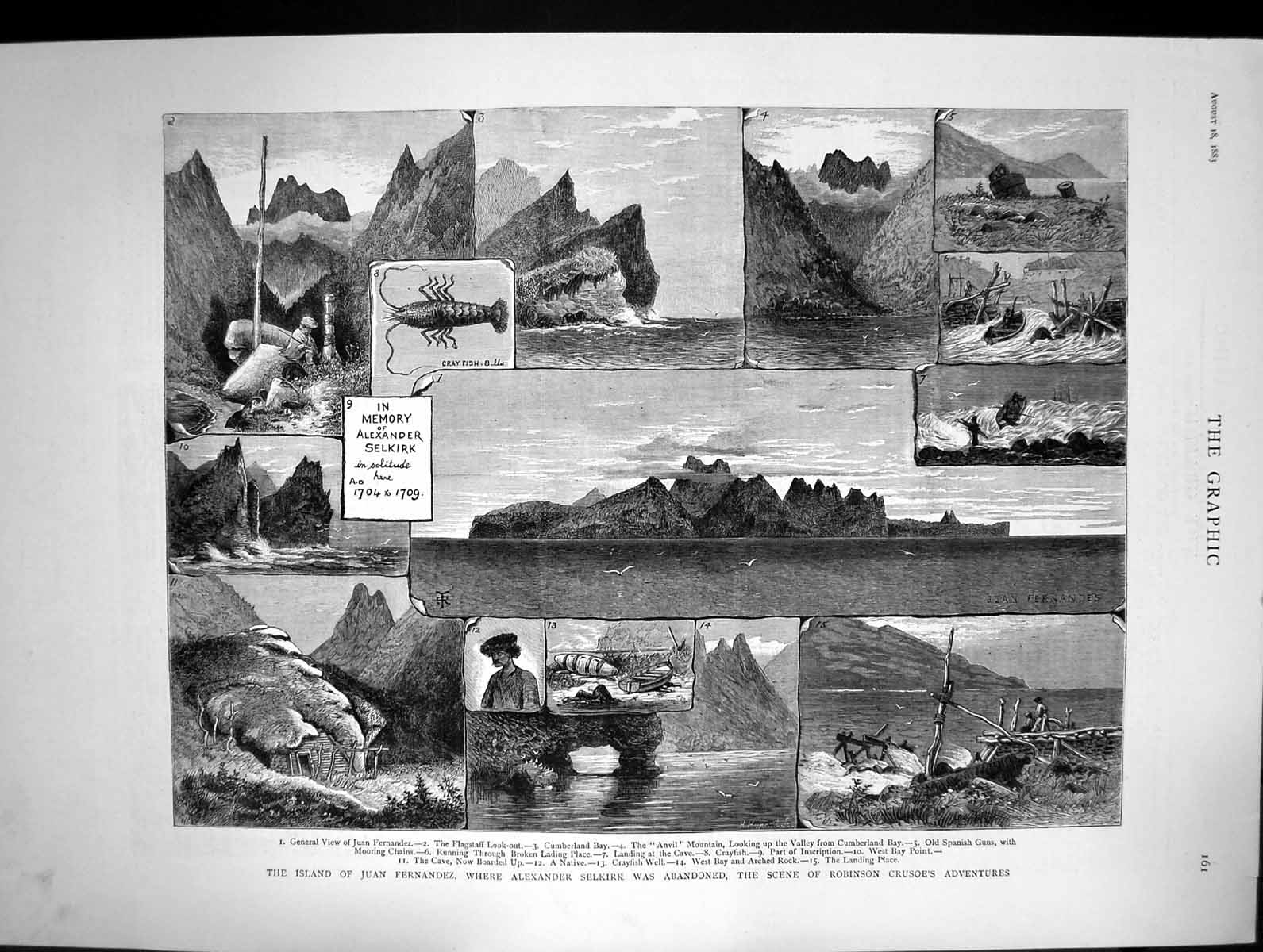 Old 1883 Island Juan Fernandez Alexander Selkirk Robinson Crusoe Cumb Victorian