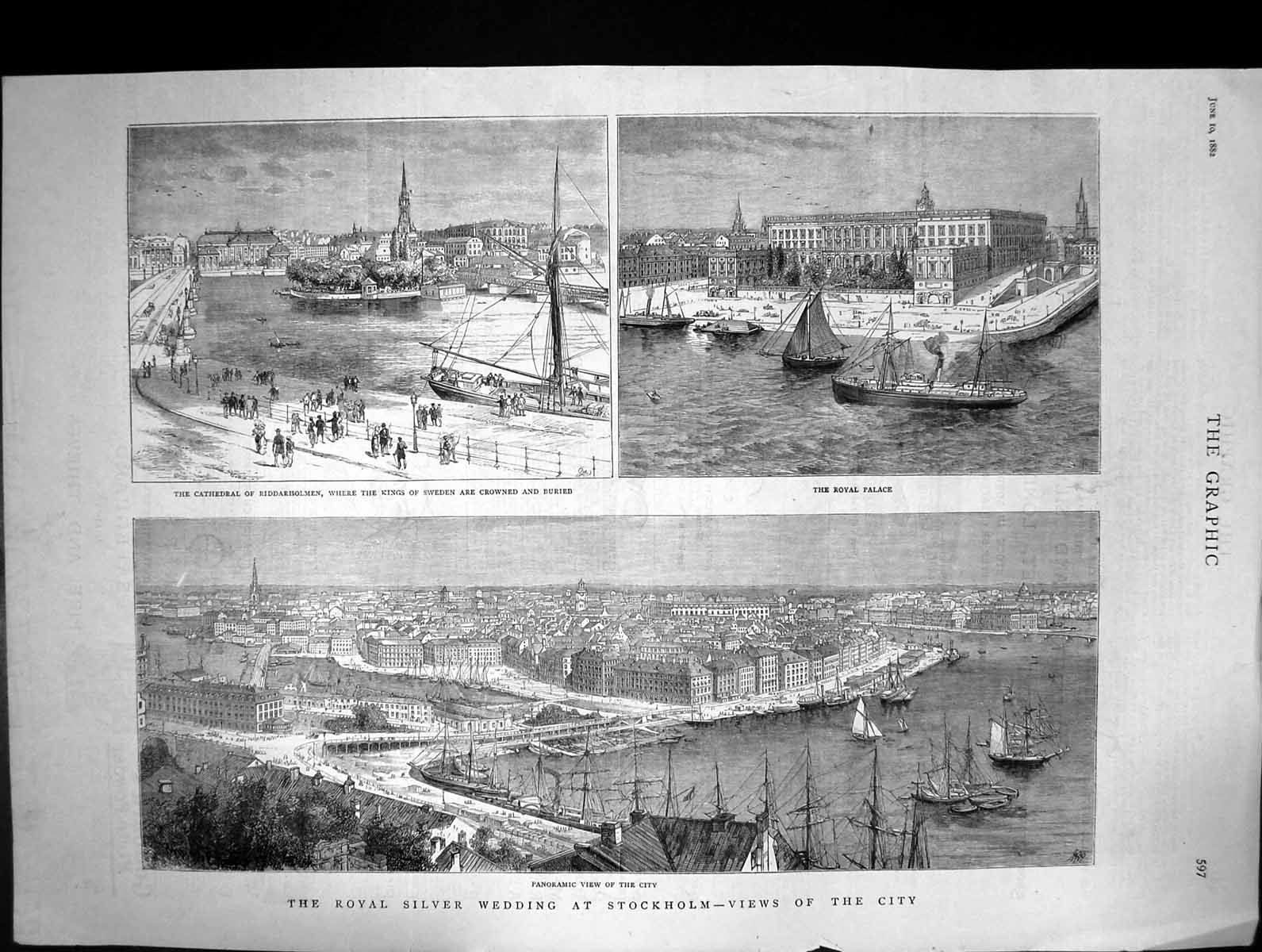 Old 1882 Royal Silver Wedding Stockholm Palace Cathedral Riddarholmen Victorian