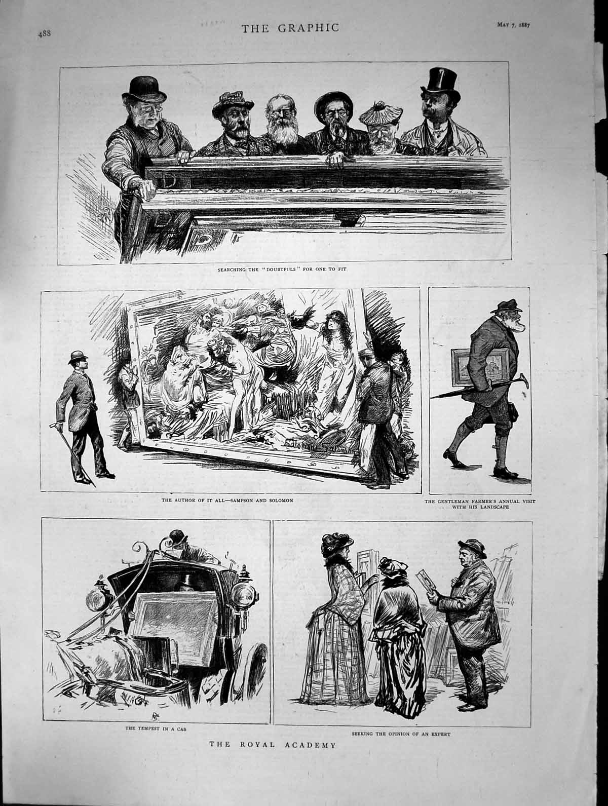 Old 1887 Royal Academy Art Gentleman Farmer Tempest Transport Cab Sam Victorian