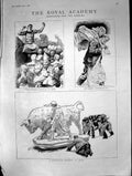 Antique Print 1887 Royal Academy Sculpture Bull Lord Salisbury Bust Stanley