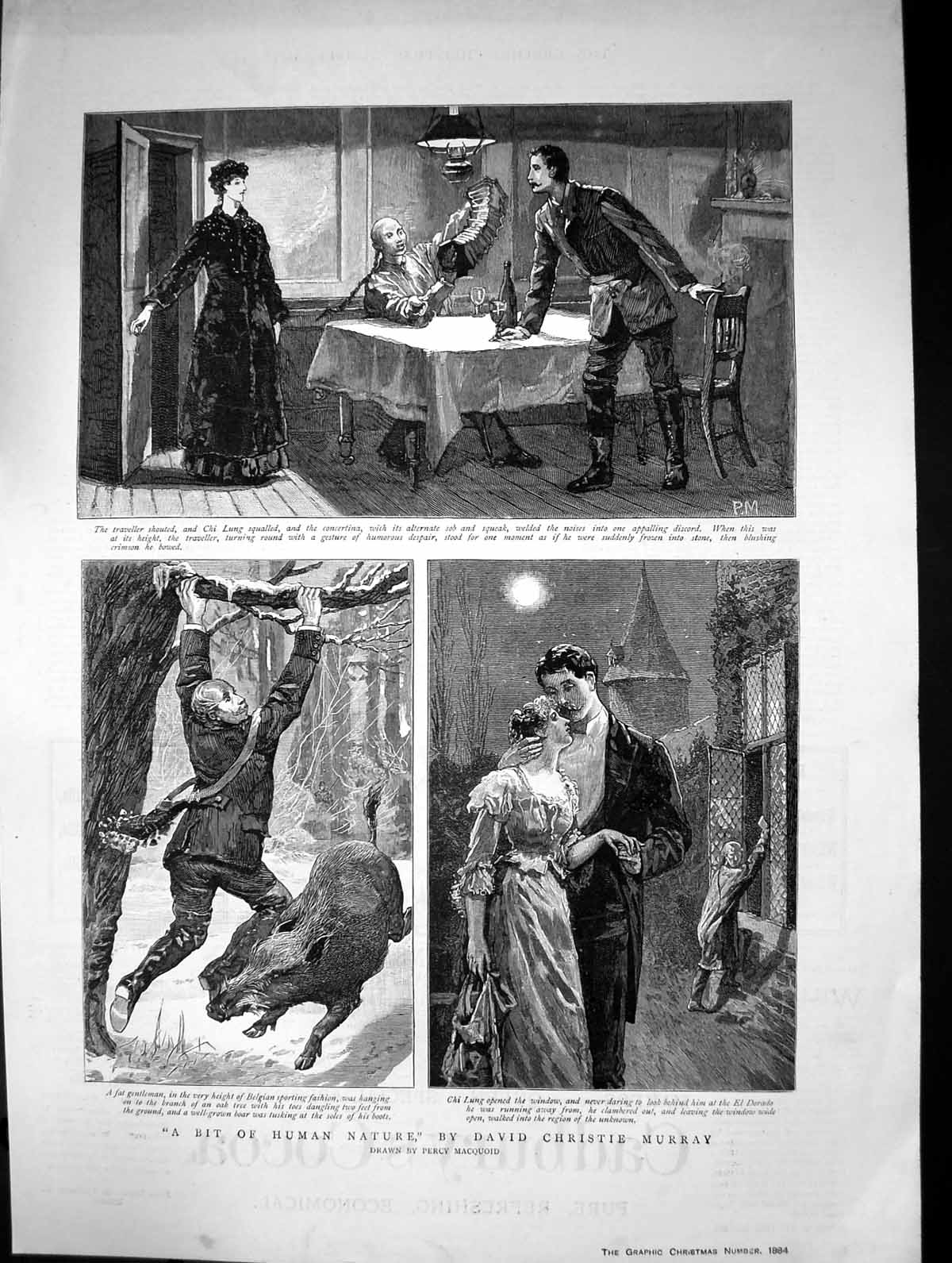 Old 1884 Chi Lung House Window El Dorado Boar Hunting Murray Macquoid Victorian