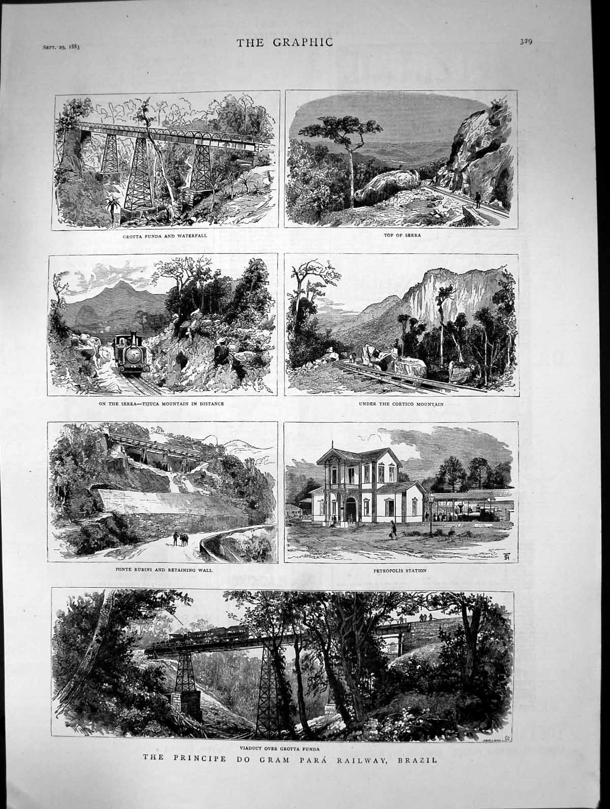 Old 1883 Pirncipe Do Gram Para Railway Brazil Grotto Funda Ponte Rubi Victorian