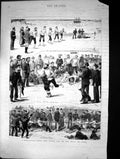 Original Old Antique Print 1881 Man-O-War Ship Men New Year Celebration Syria