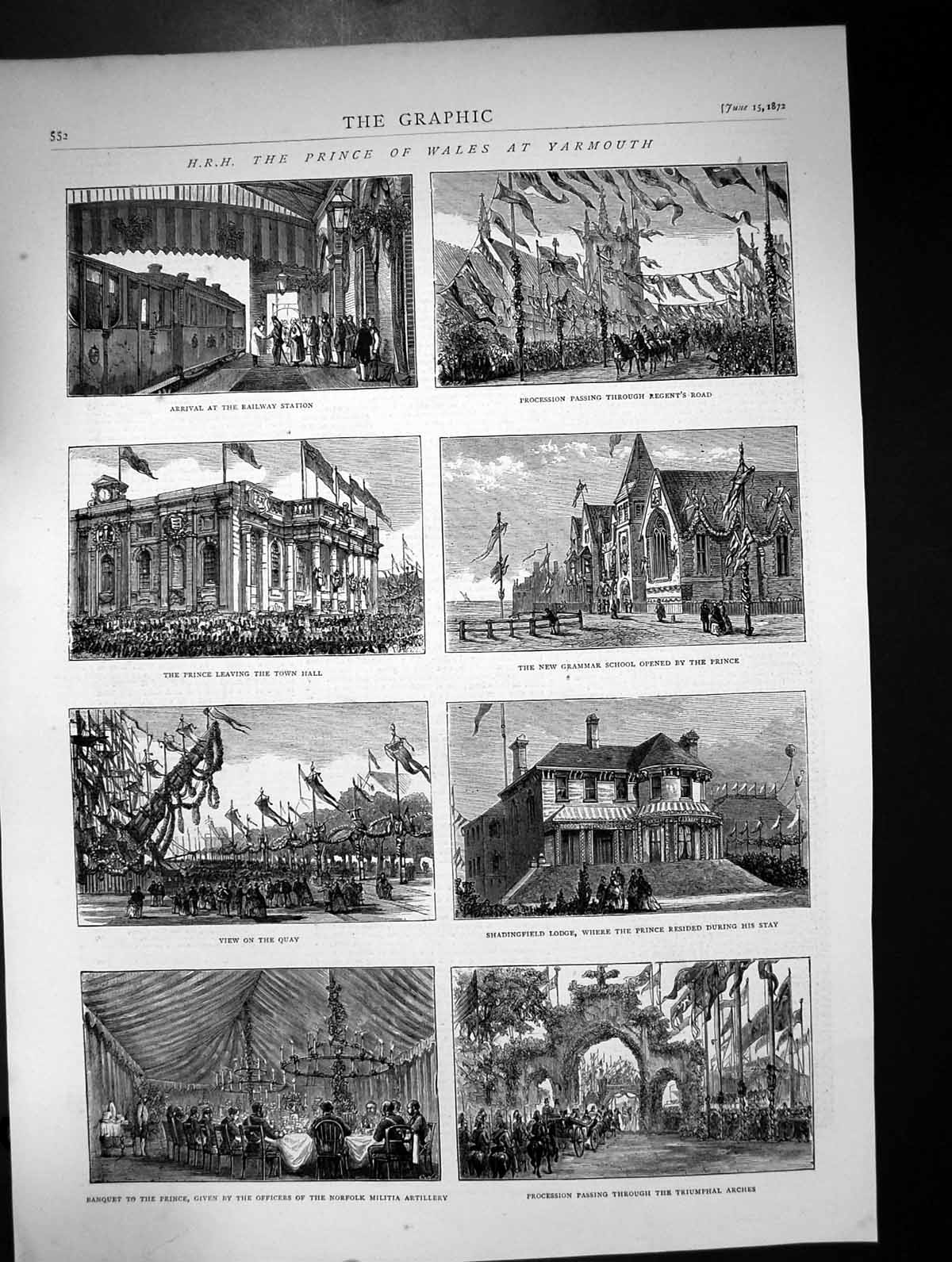 Old 1872 Prince Wales Yarmouth Railway Station Procession Triumphal A Victorian