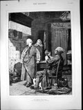 Old Print 1879 Lady Young Child Basket Return Work Family Home Carl Lorck 19th