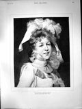 Old Print 1891 Pierrette Incroyable Portrait Beautiful Woman Ethel Wright 19th