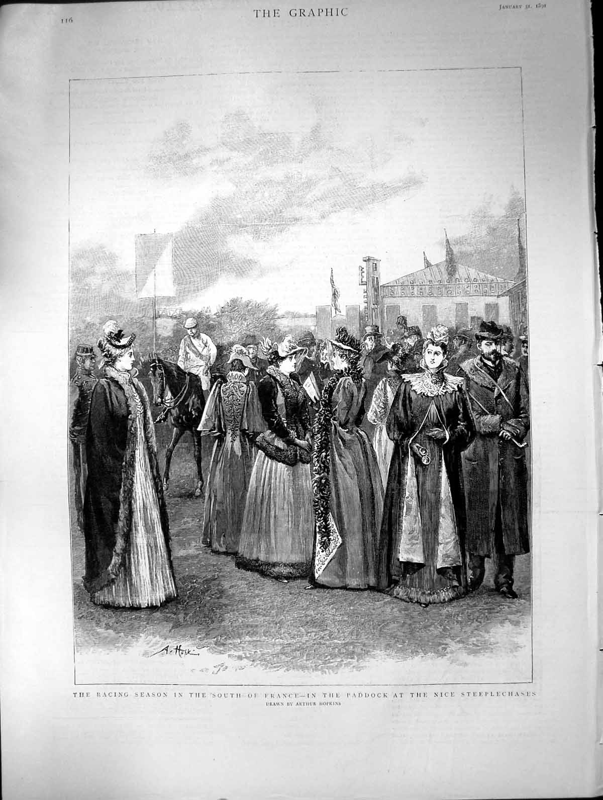 Old 1891 Horse Racing Season South France Paddock Nice Steeplechases Victorian