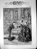 Old Antique Print 1872 Sip Fountain Trevi Rome Italy Man Ladies Romance 19th