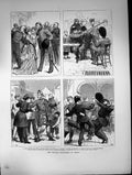 Antique Print 1872 British Volunteers Ghent War Siers Medals Hotel De Ville