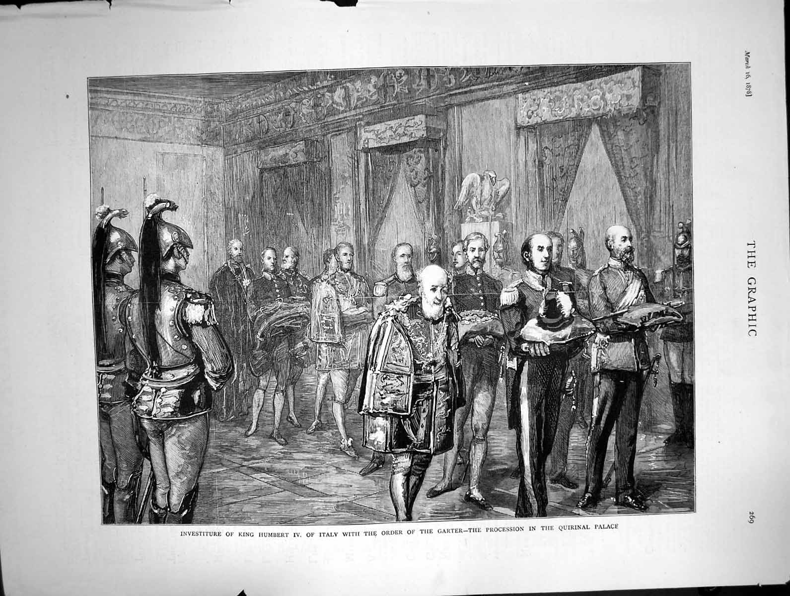 Old 1878 Investiture King Humbert Italy Order Garter Procession Quiri Victorian
