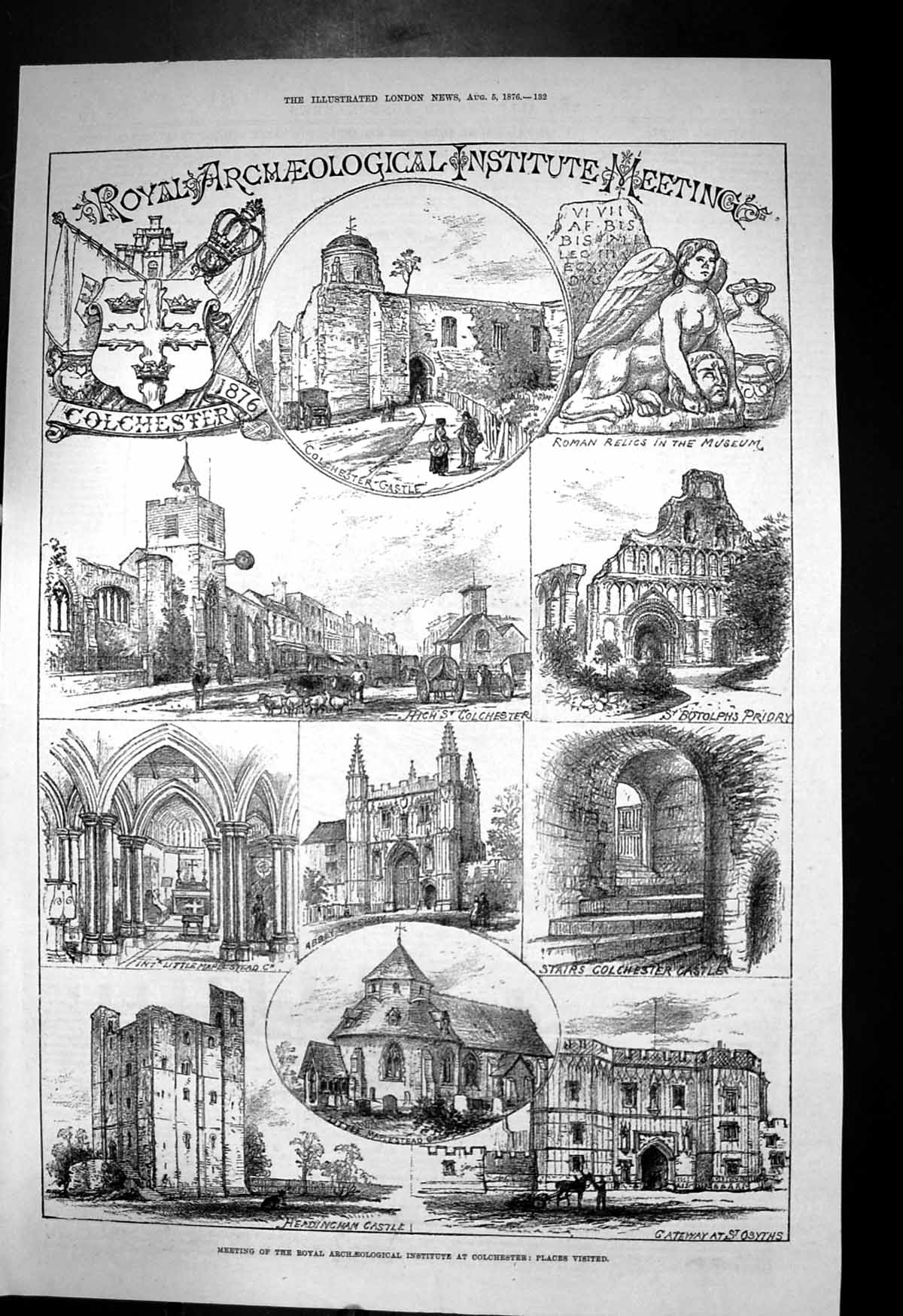 Antique Print Royal Archaeological Institute Meeting Colchester Castle 1876