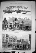 Antique Print Portsmouth Railway Station High Street Government House 1882 19th