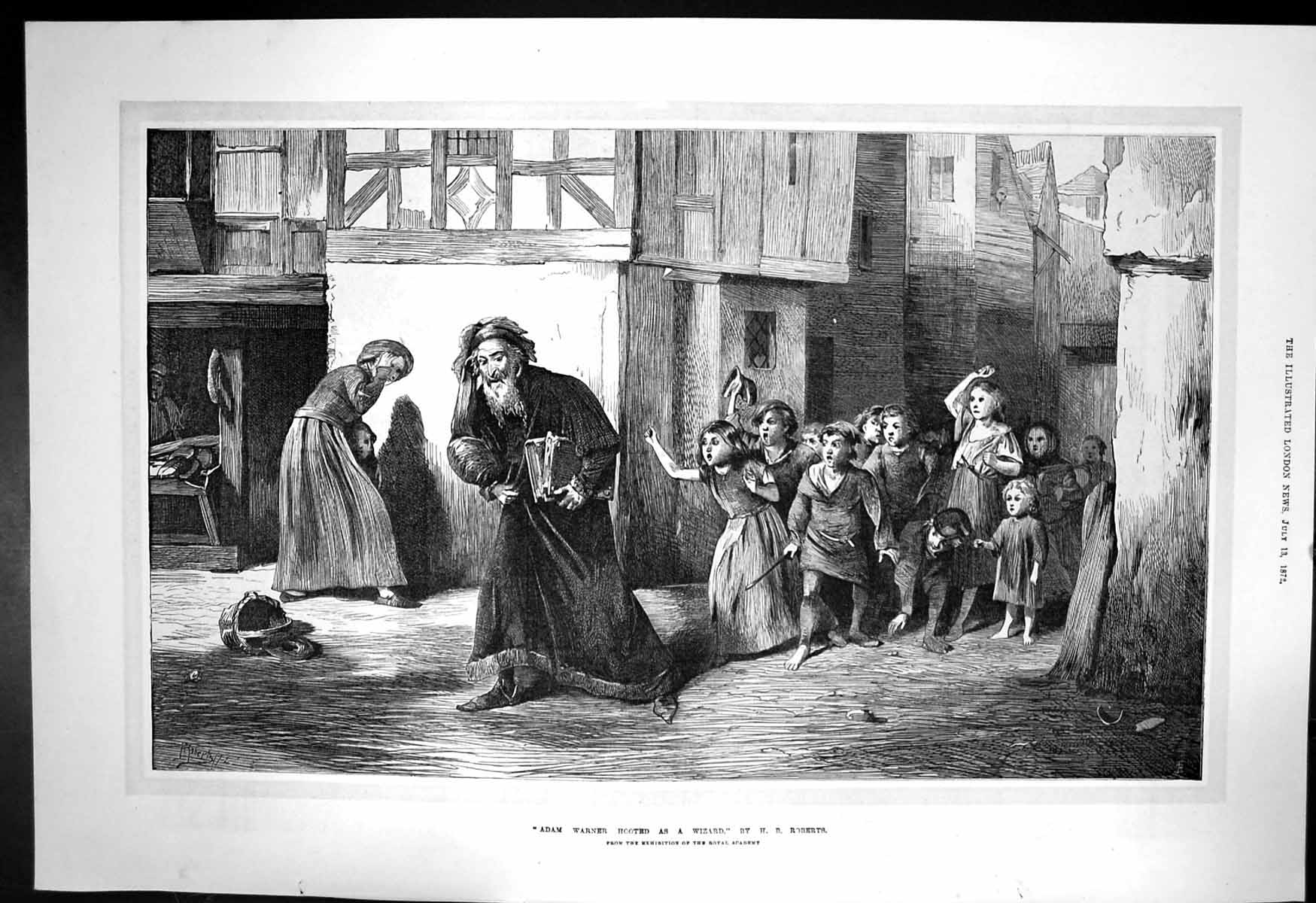 Antique Print Adam Warner Hooted As A Wizard Hb Roberts Royal Academy 1872 19th