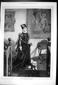 Old Print Maid Honour W Fyfe Exhibition Royal Academy Girl Dog Hall 1872 19th
