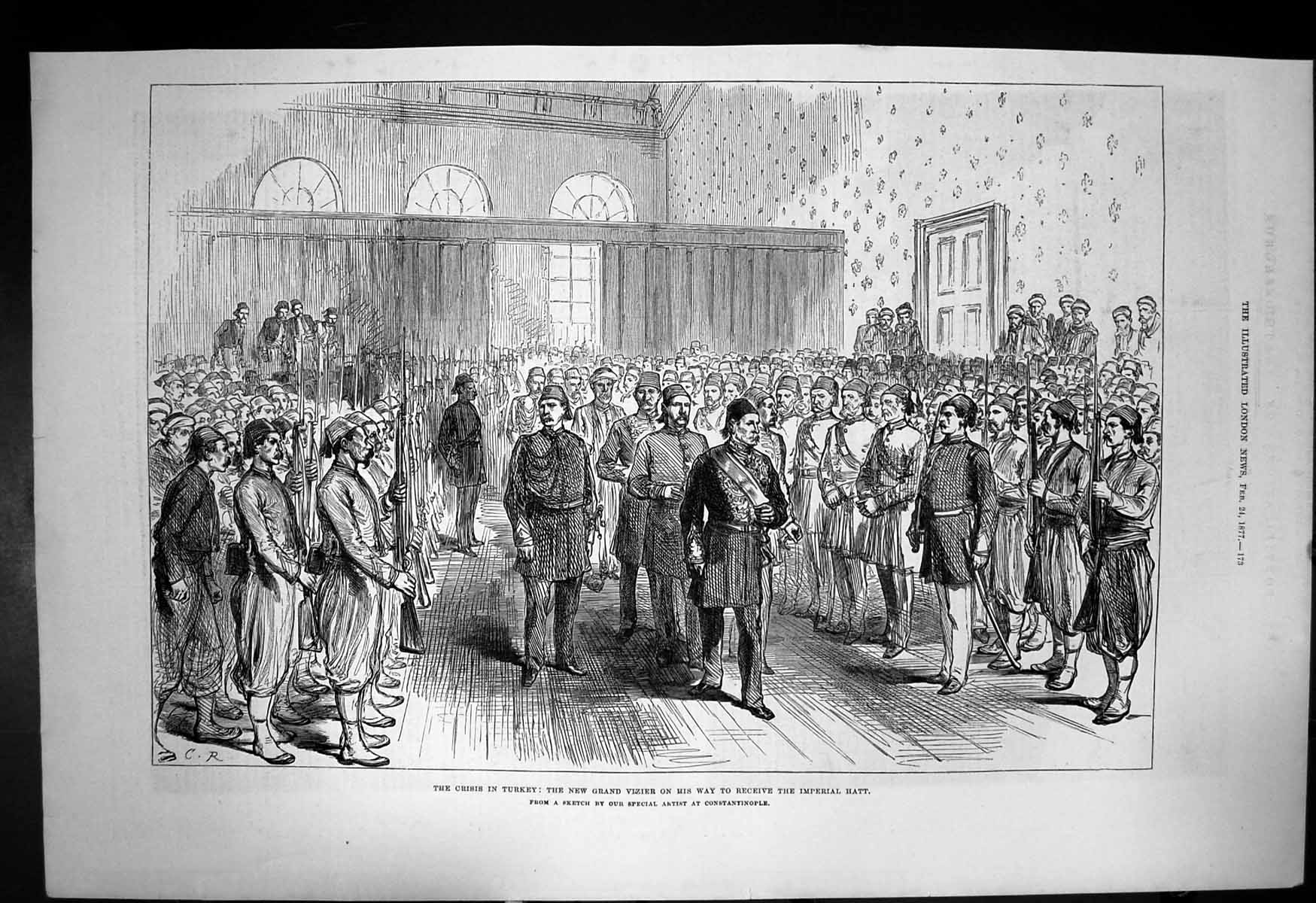Antique Print Crisis Turkey New Grand Vizier Way Receive Imperial Hatt 1877